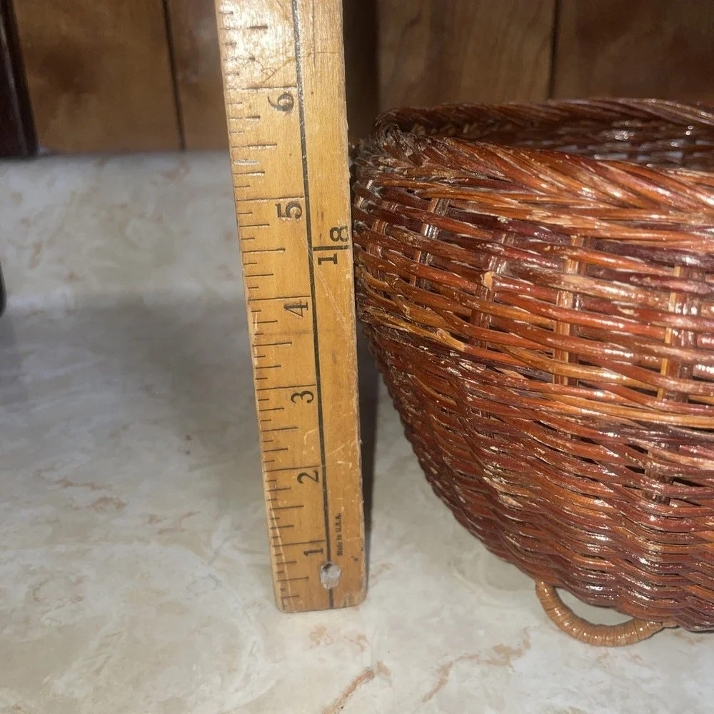 Vintage‎ Footed Wicker Basket With Two Handles